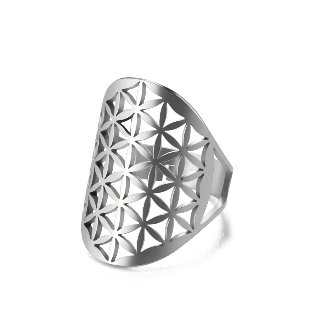 Women's Adjustable Stainless Steel Sacred Geometric For Charm Rings