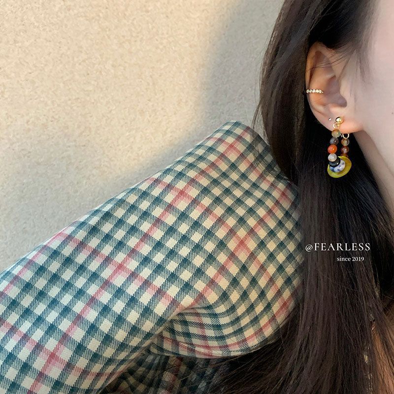 Peace Buckle Beaded Female Niche Design Stud Earrings