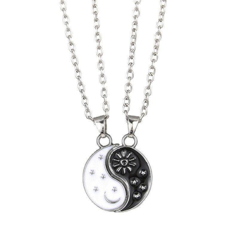 Popular Sun Moon Lovers Appetizer Stitching Necklace