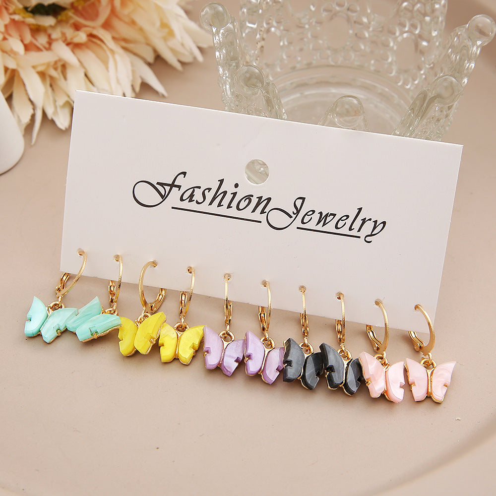 Acrylic Butterfly Suit Pairs Of Creative Earrings