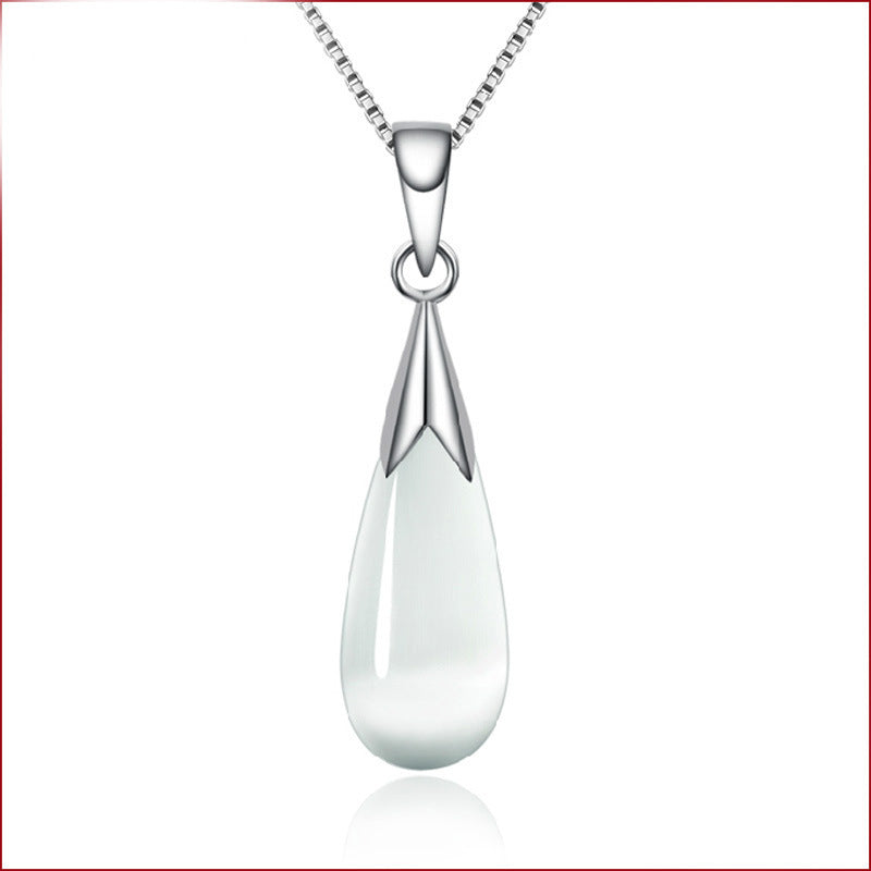 Moonstone Opal Water Drop Korean Sier Plated Ornament Female Pendants