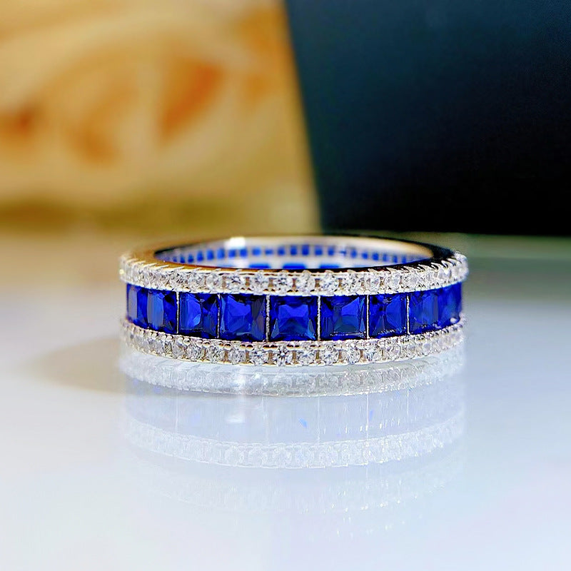 Seamless Inlaid Princess Square Exquisite Full Rings