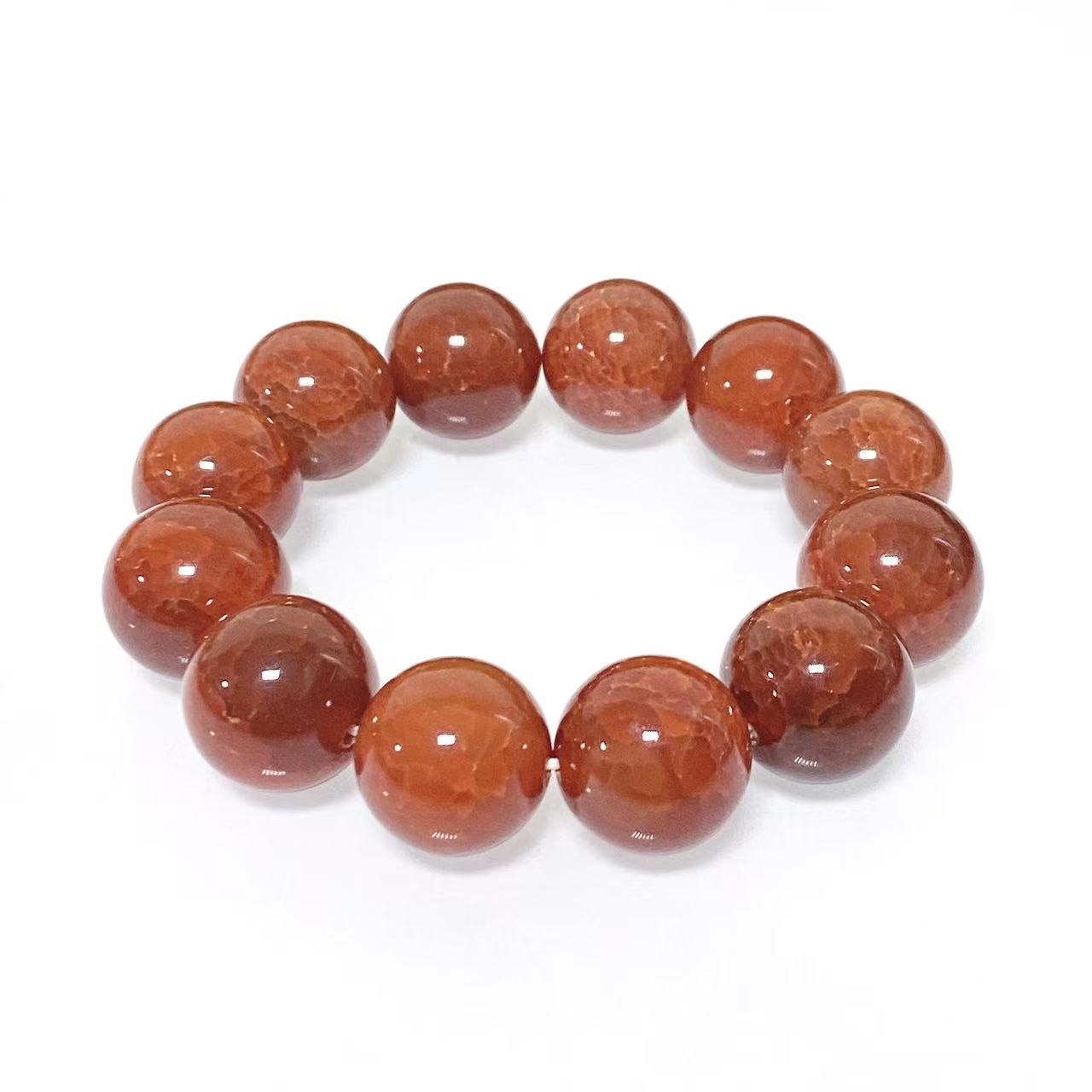 Women's & Men's Dragon Pattern Agate Single Circle Round Beads Life Scale Texture Bracelet