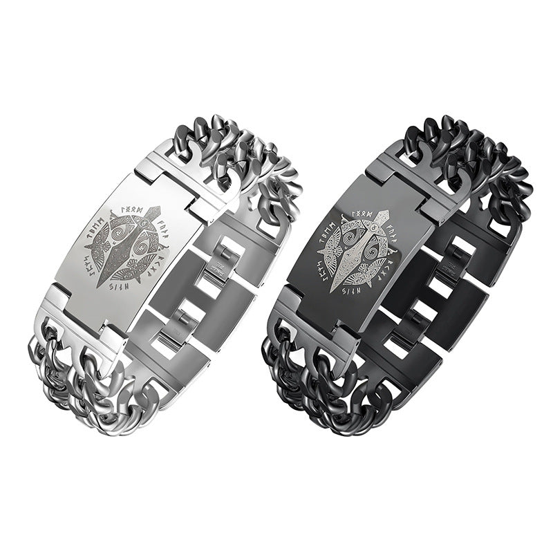 Men's Viking Spear Text Fashion Domineering Titanium Steel Bracelets