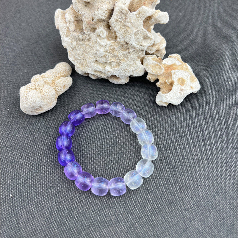 Jade Glass Pliable Temperament Gradient Pink Version Hand Toy Buddha Bracelet