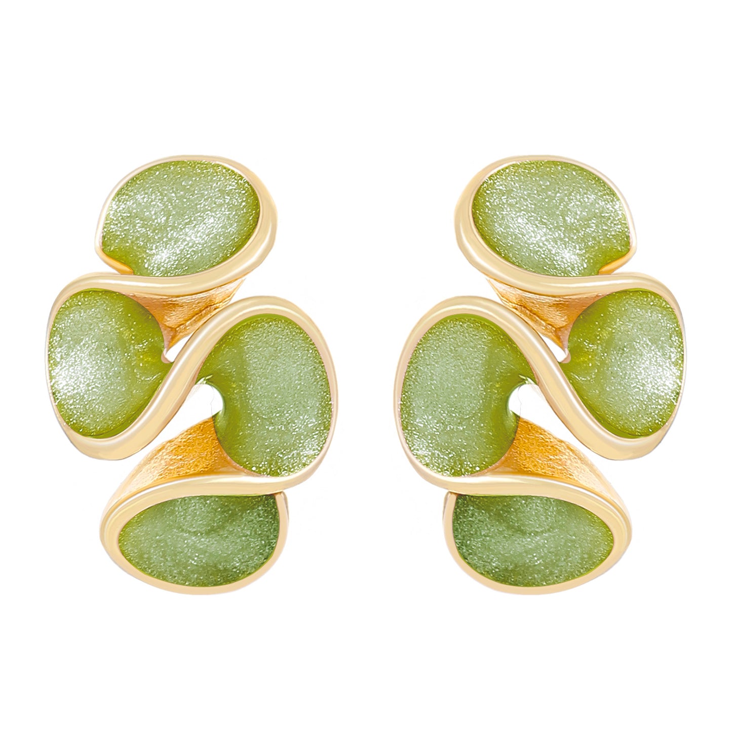 Women's Ruffled Oil Dripping Pleated Ear Cream Sweet Style Flower Enamel Stud Earrings