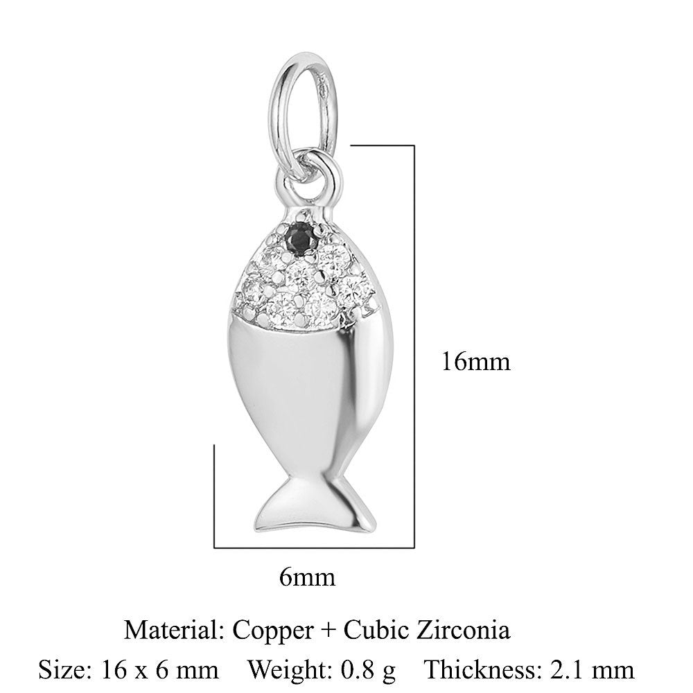 Snake Small Fish Copper Zircon Whale Tail Pendants