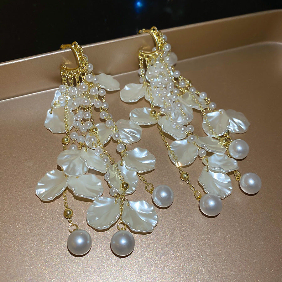 Dopamine Vacation Style Sier Needle Bead Flower Delicate Indie Earrings