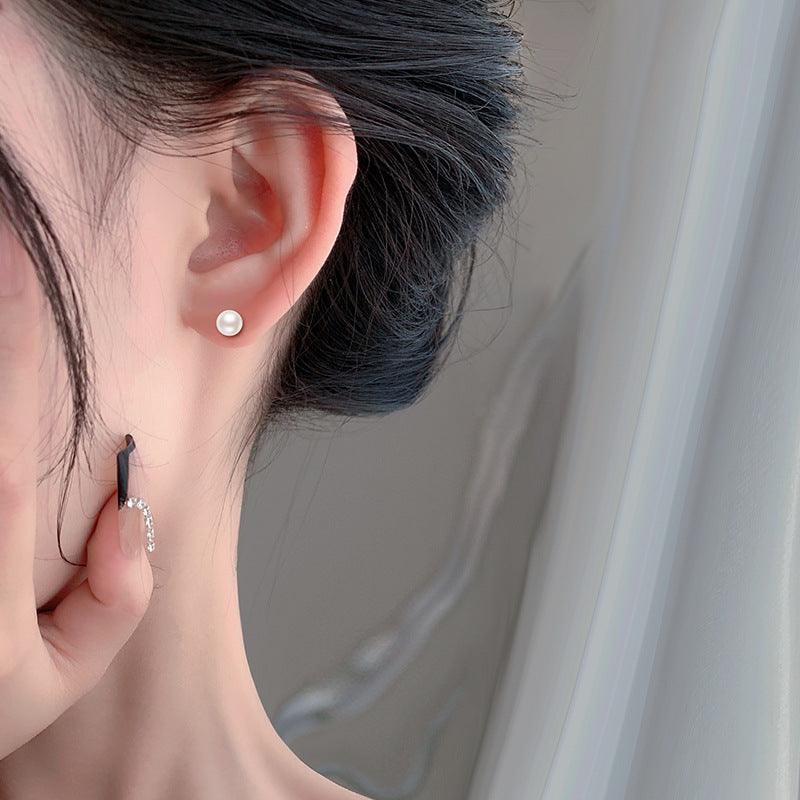 Women's Bao Sterling Sier Natural Freshwater Pearl Ear Simple Niche Earrings
