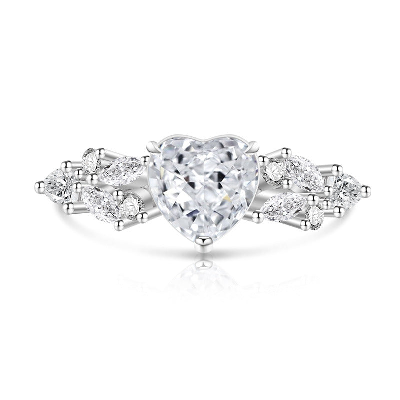 Love Heart-shaped Super Flash High Carbon Diamond Fashion Rings