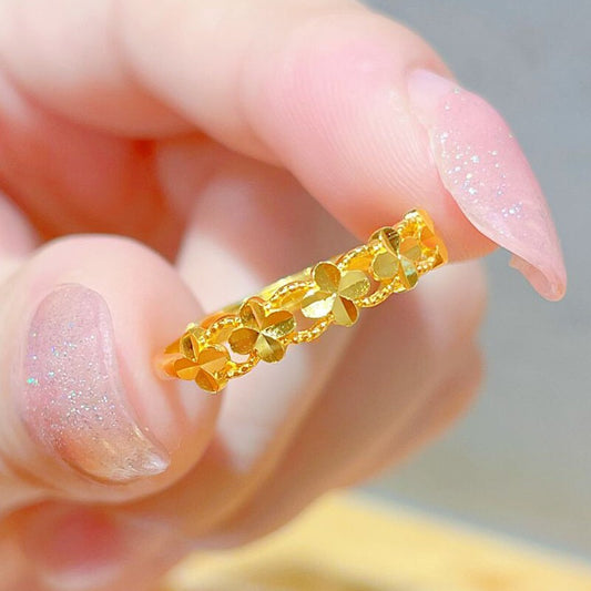 Vietnam Placer Gold Four-leaf Clover Female Ring