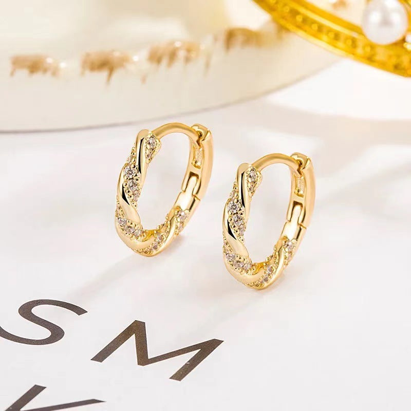 Mobius Diamond Simple Unique Hoop Copper Earrings
