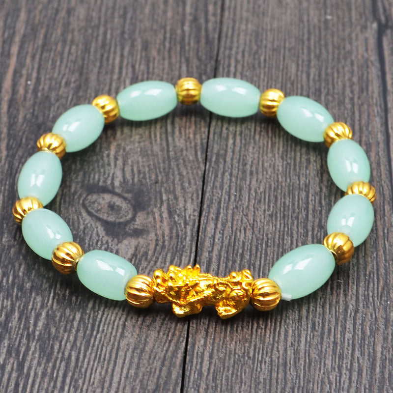 Women's & Men's Imitation Golden Pi Couple Obsidian Vietnam Bracelet