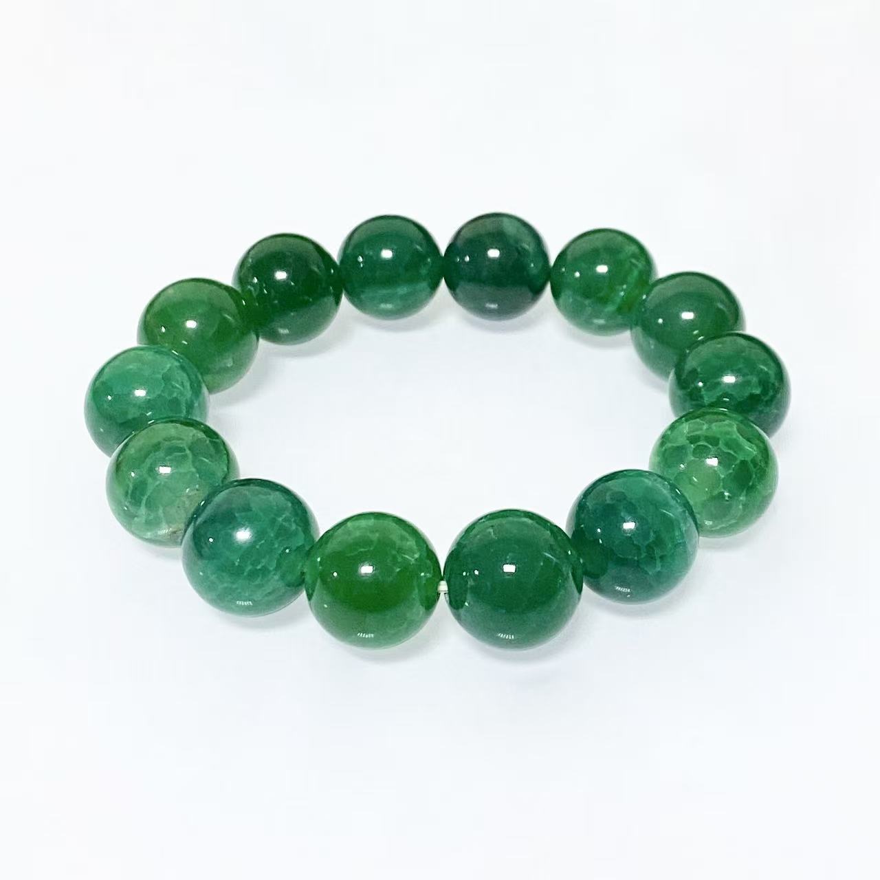 Women's & Men's Dragon Pattern Agate Single Circle Round Beads Life Scale Texture Bracelet