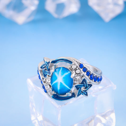 Women's Fashion Imitation Natural Sapphire Simple Blue Rings