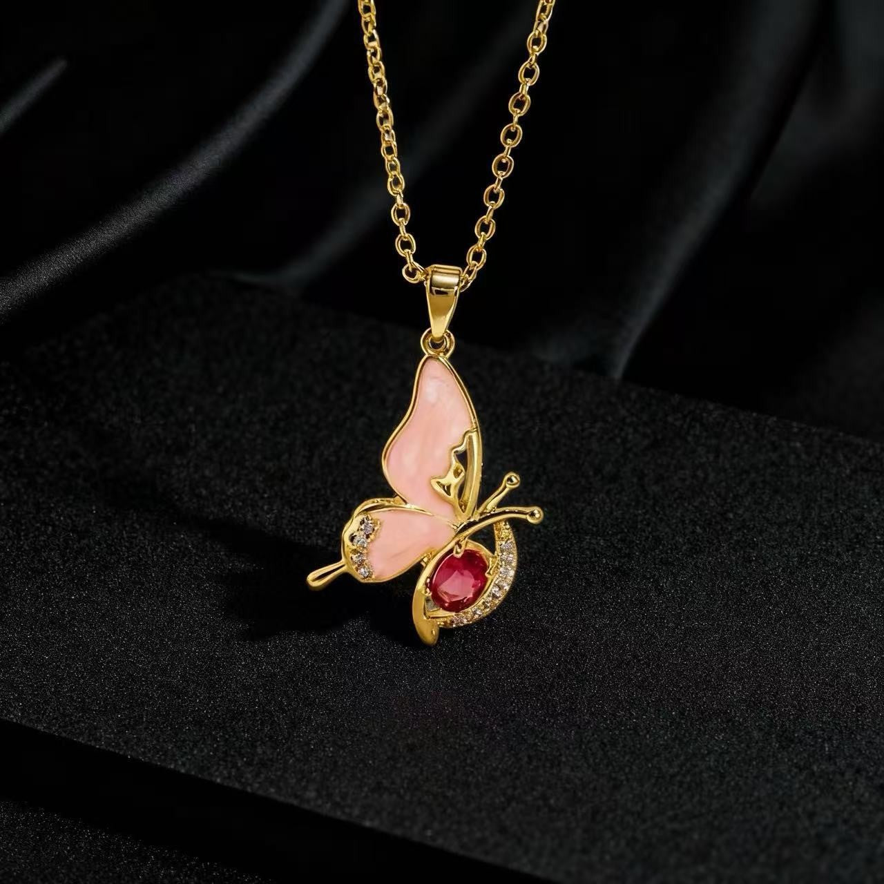 Women's Design Colorful Zircon Butterfly Clavicle Chain Trendy Necklace