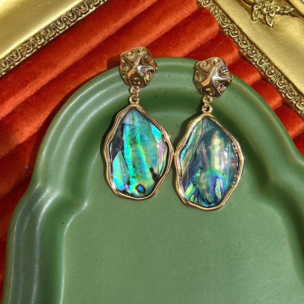 Women's Abalone Shell Series Gold Plated Environmental Protection Fashion French High-grade Earrings