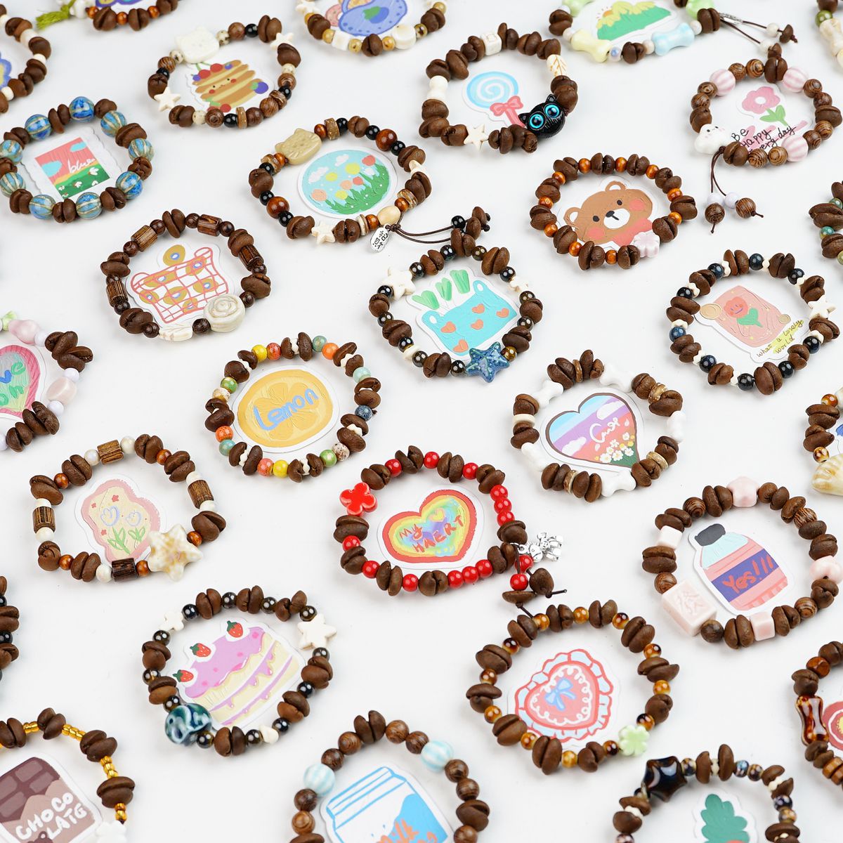 Women's & Men's Real Coffee Bean Refreshing Flavor Beaded Bracelets