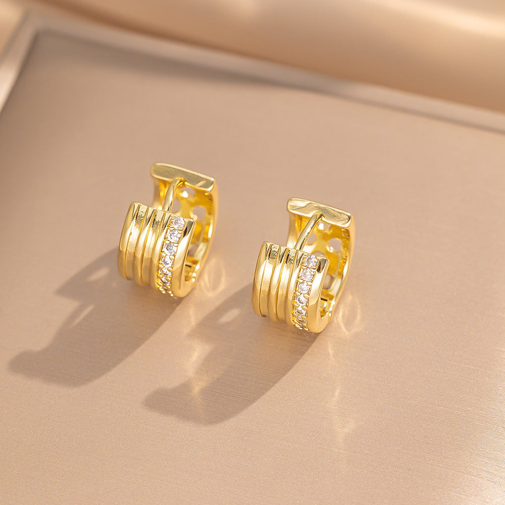 Simple Classic All Match Fashion Zircon Earrings