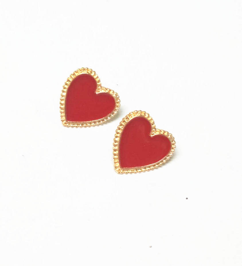 Fashion Red Heart-shaped Ear Female Refined Simple Earrings