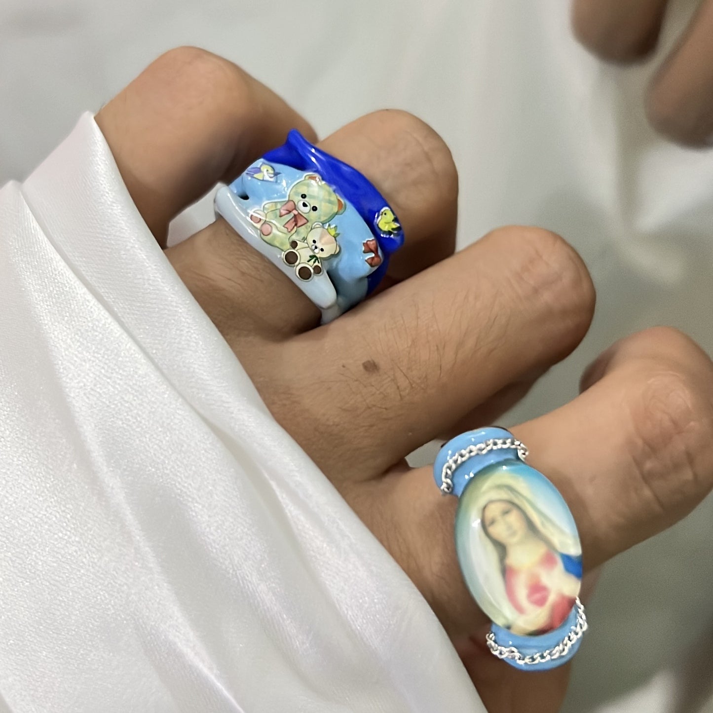 Children's High-grade Design Dripping Oil Open Stacked Band Special Multicolor Ring