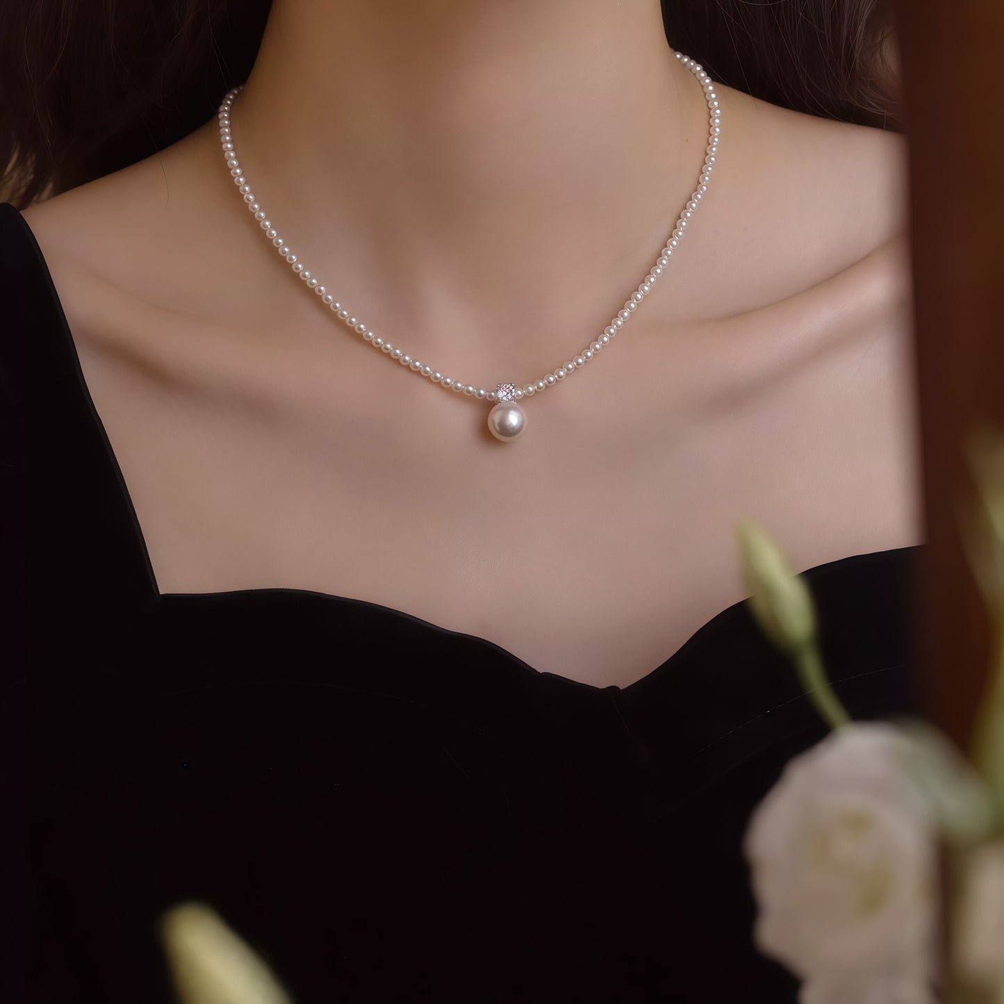 Diana Small Beads Zircon Pearl Female Minority Necklaces