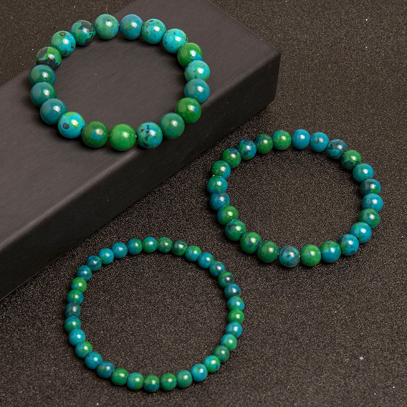 Women's & Men's Retro Malachite Beaded Twin Style Green Bracelets