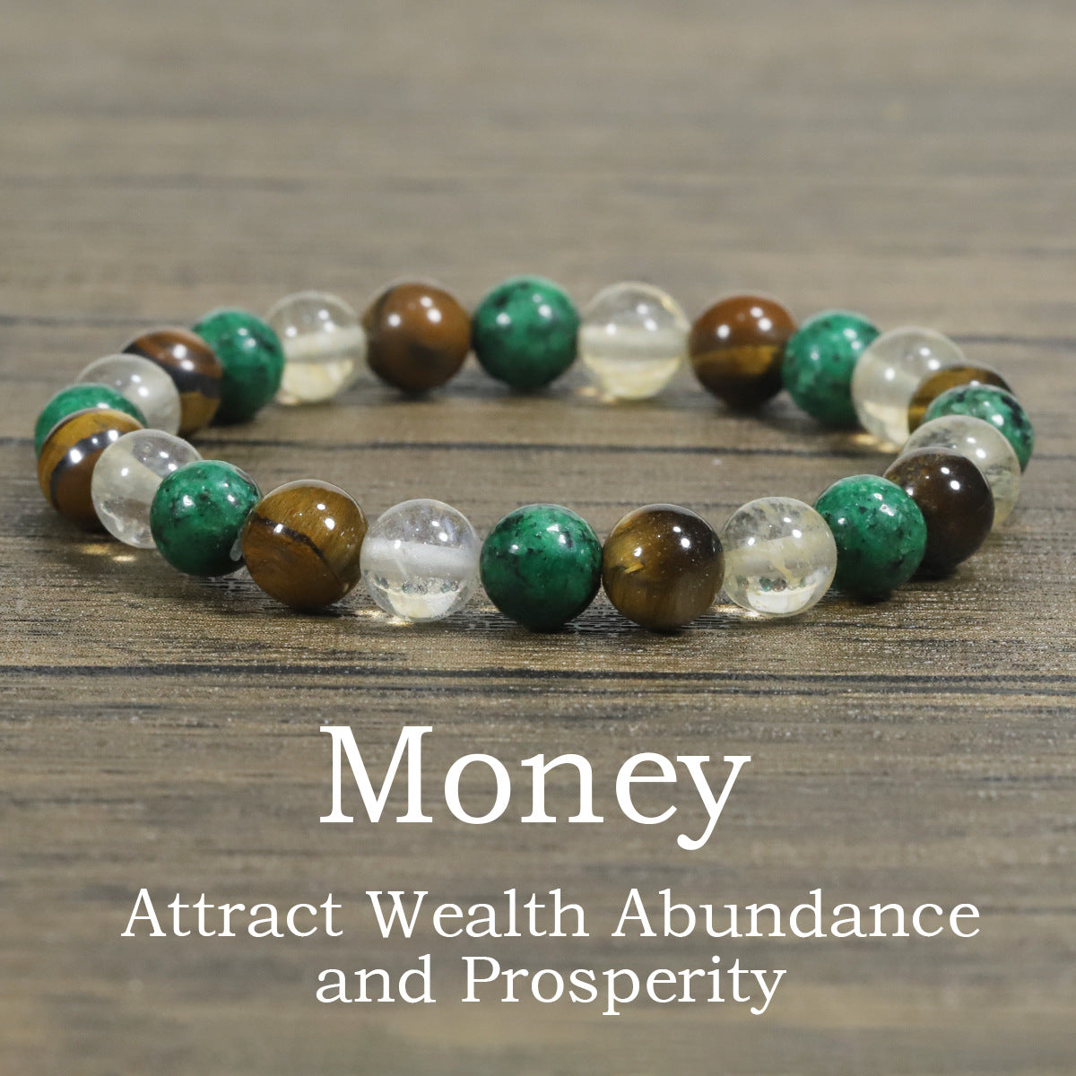 Tigereye Natural Stone Beaded Crystal Unisex Bracelet