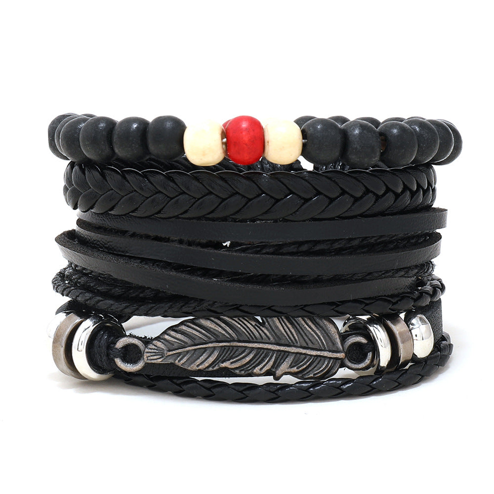 Women's & Men's Ornament Simple Hand Woven Rope Leather Bracelets