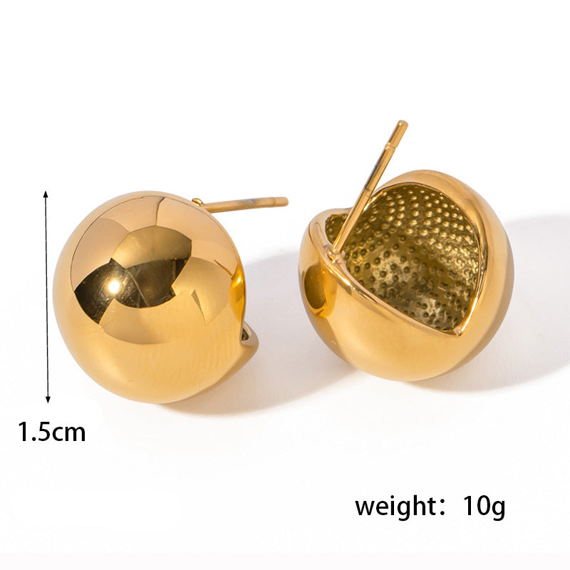 Steel Spherical Ear Trendy Temperamental Minority Design Female High Earrings
