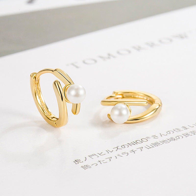 Women's Simple Elegant Pearl Double Line Clip Series Rings