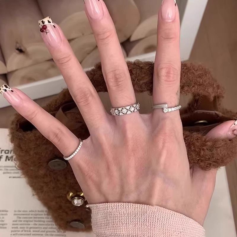 Women's Sier Lace Rhombus Fashion Niche Exquisite Index Rings