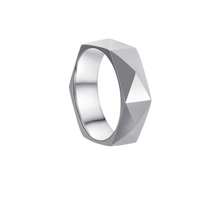 Women's & Men's Fashion Diamond-shaped Cut Personalized Stainless Steel Ring