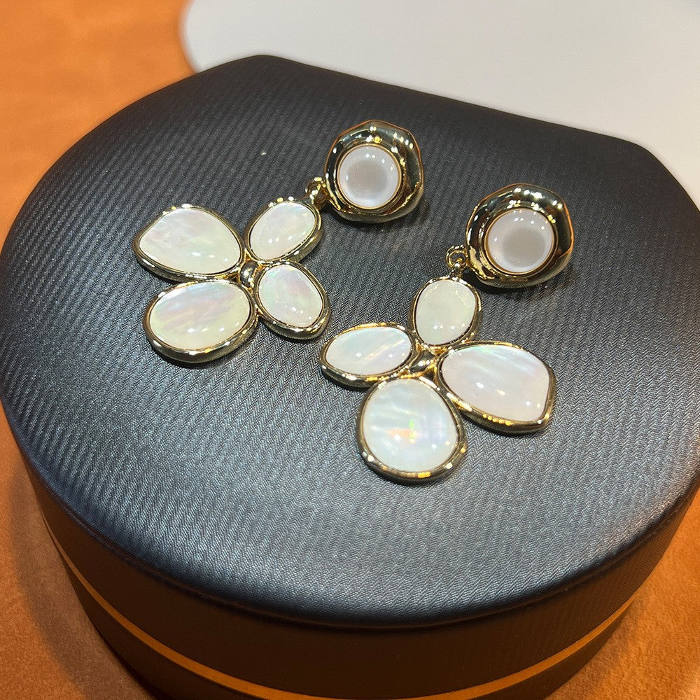 Women's Abalone Shell Series Gold Plated Environmental Protection Fashion French High-grade Earrings
