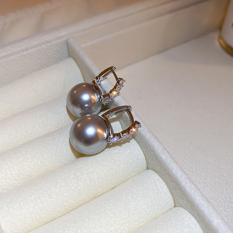 Needle Pearl Round Geometric Light Luxury Earrings