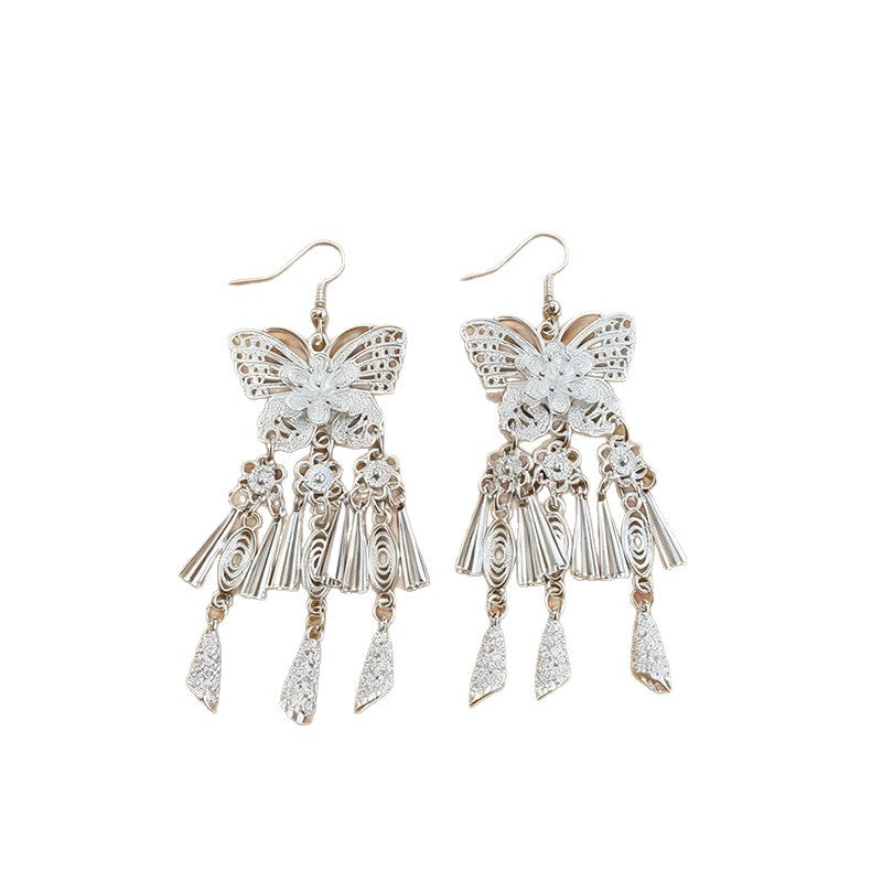 Women's Minority Style Tassel Long Miao Sier Eardrops Earrings