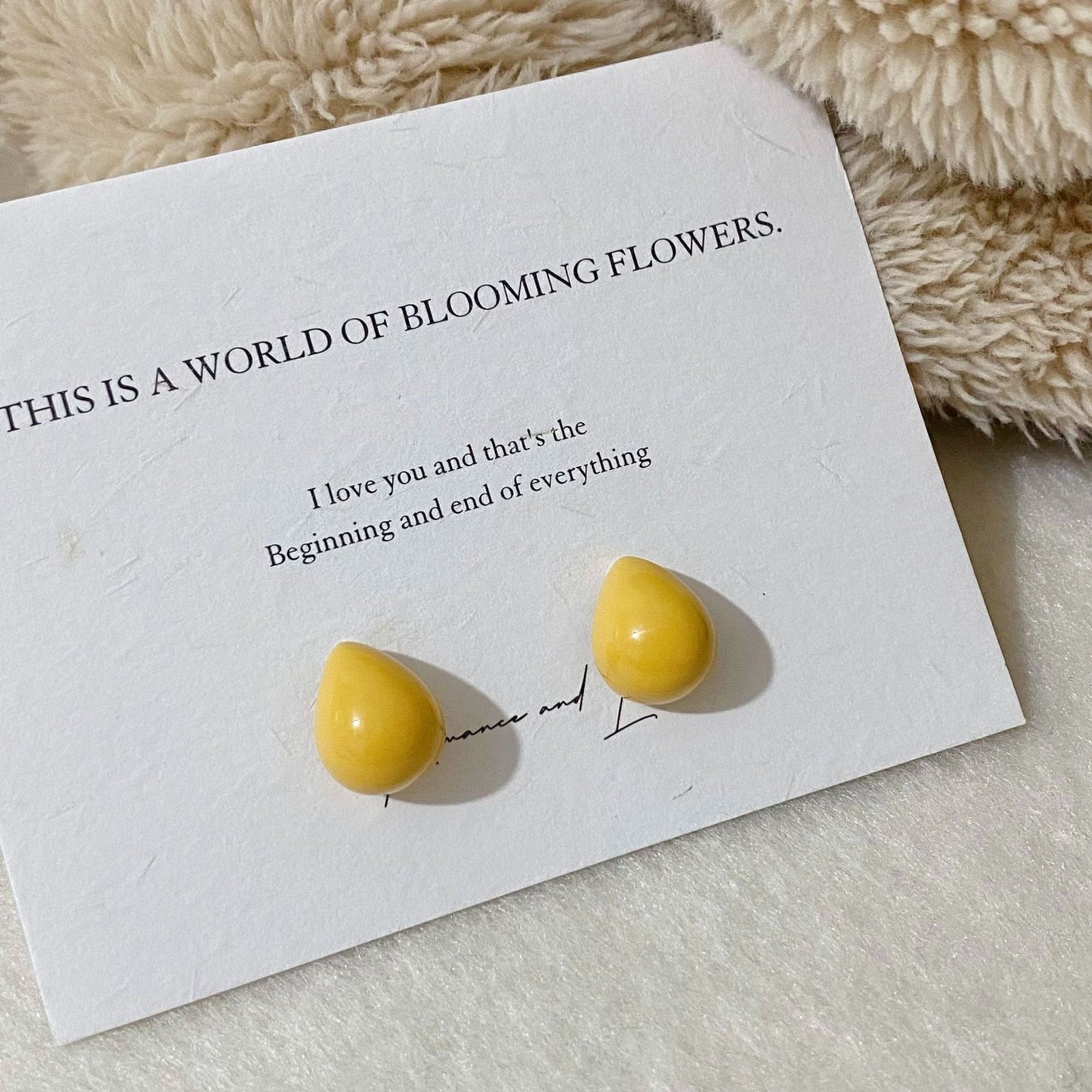 Plated Real Gold Ginger Flower Enamel Drip Glazed Female Sweet Earrings