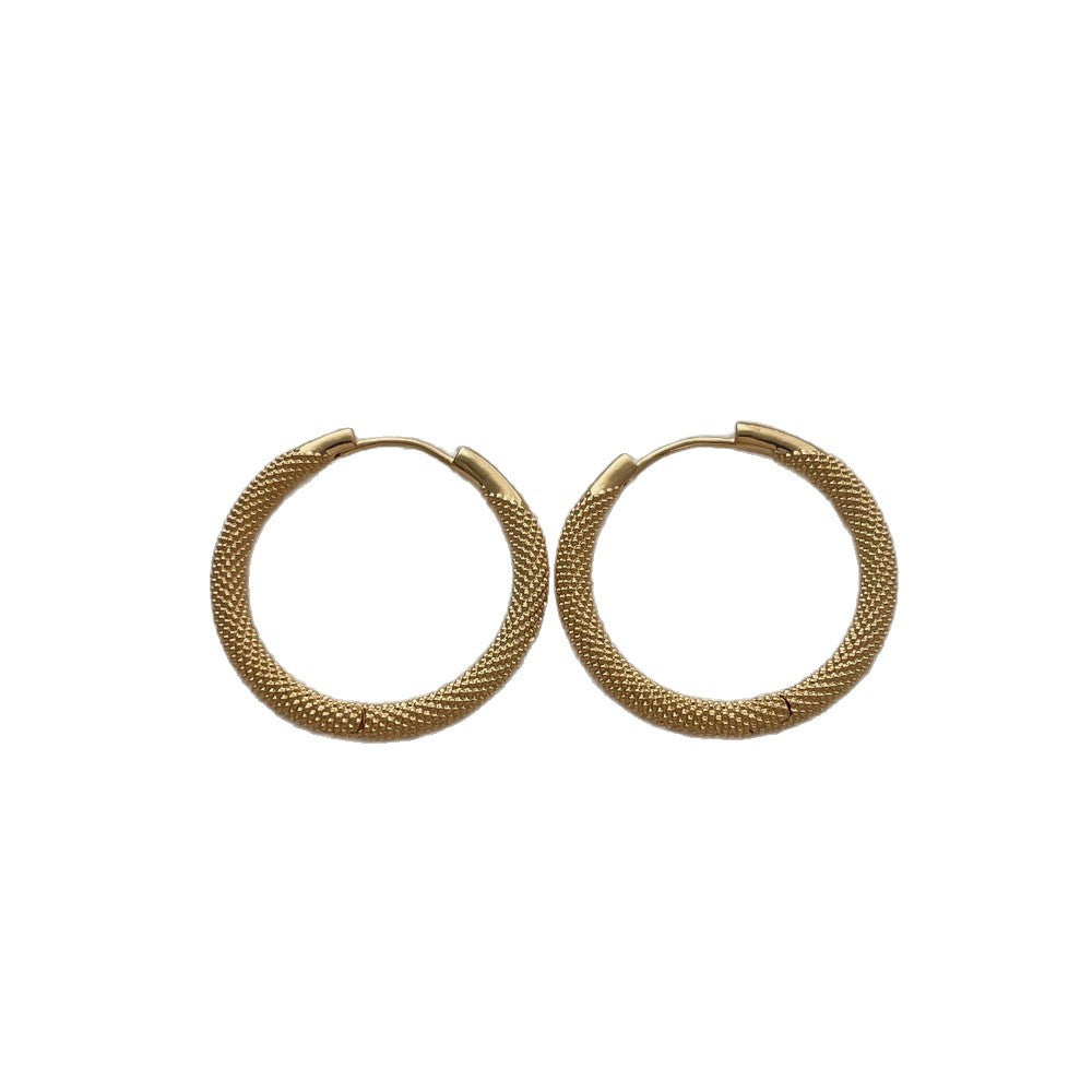 Women's Real Gold Plated Round Metal Ear Graceful Temperamental Earrings