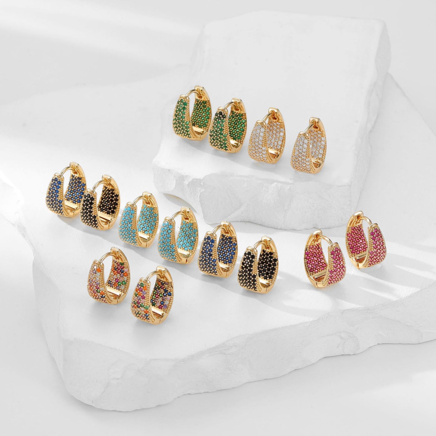 Colorful Light Luxury Geometric Triangle Exquisite Ear Buckle
