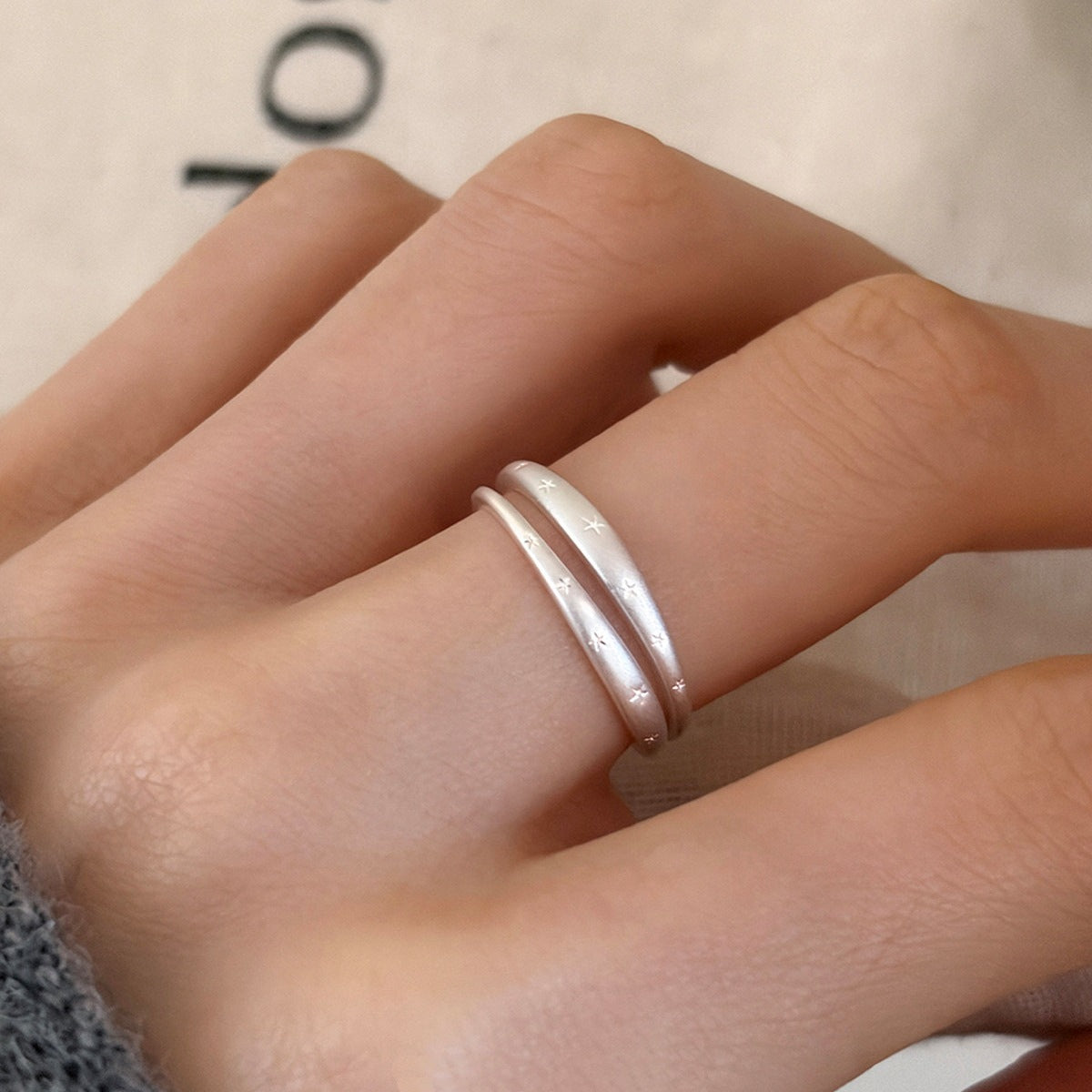 Frosted Shining Exquisite Twin Style Design Ring