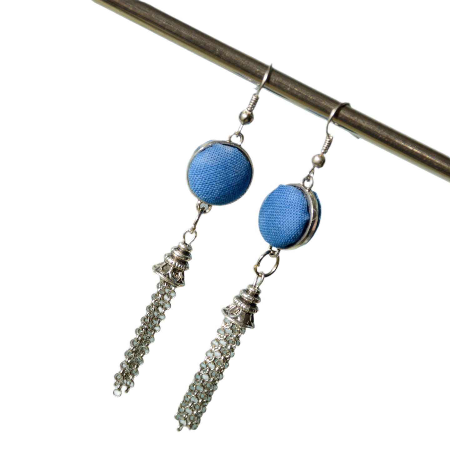 Women's Chinese Style Blue Dyed Fabric Retro Earrings