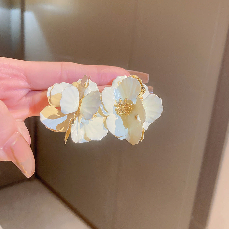 Needle Raffia Fabric White Flower Light Luxury Rings