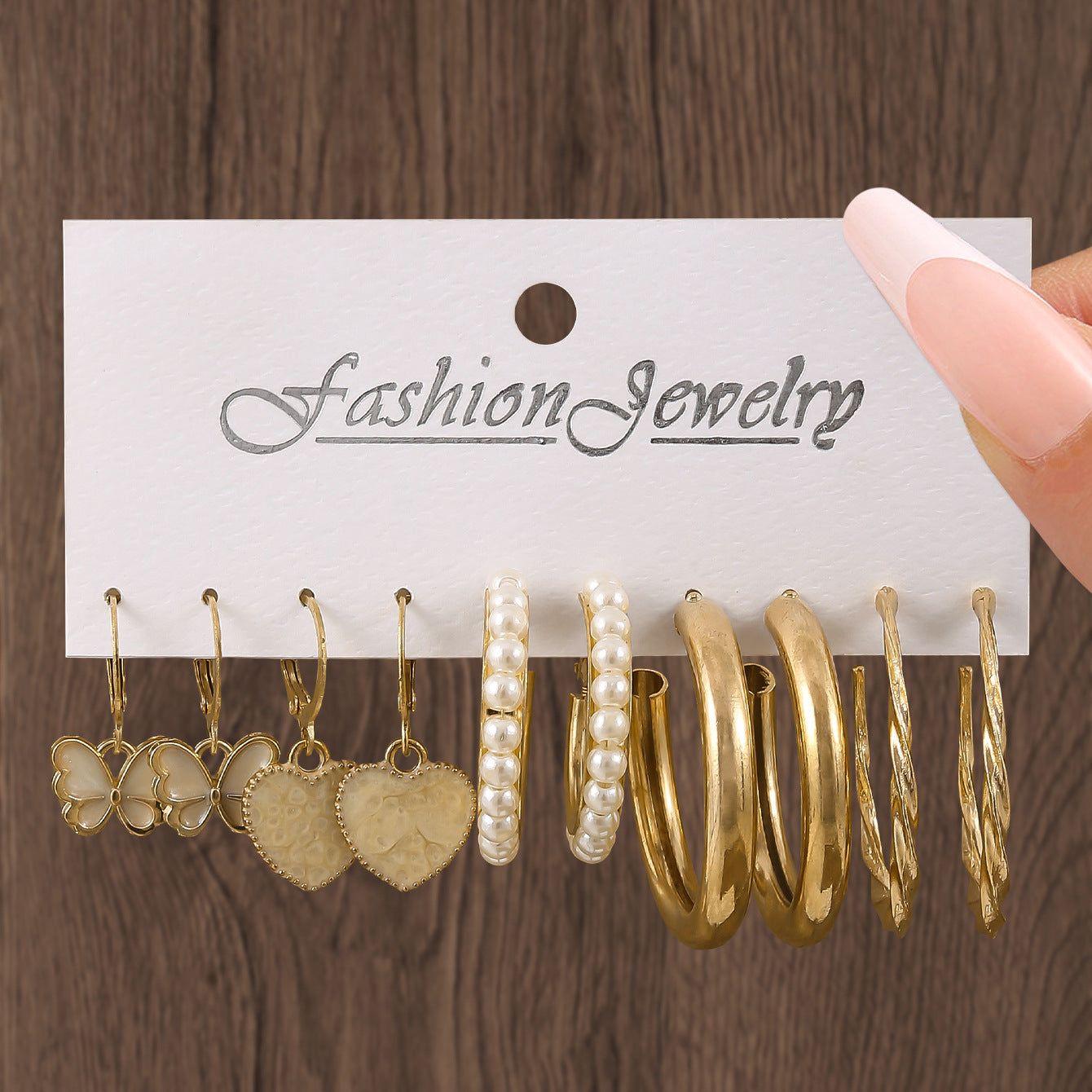 Women's Pearl Alloy Square Geometric Combination Earrings