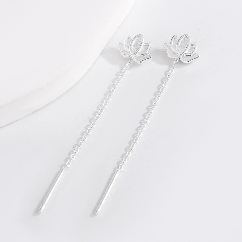 Fresh Long Lotus Classical Chinese Style Retro Simple Rings