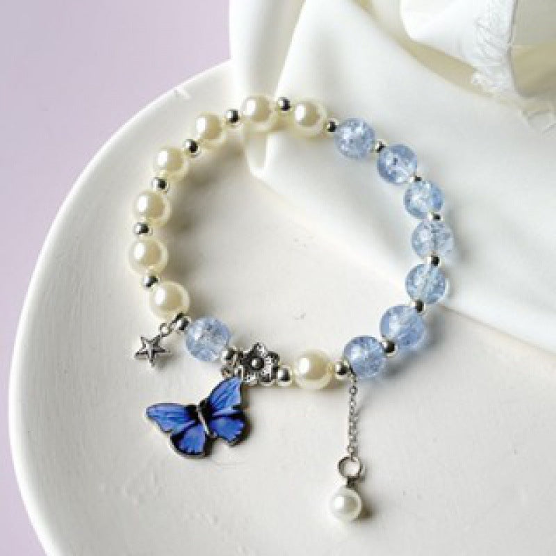 Female Aquamarine Gray Moonlight Natural Crystal Bracelet