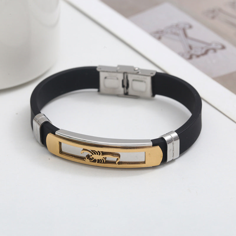 Men's Silicone Retro Personalized Stainless Steel Bracelets