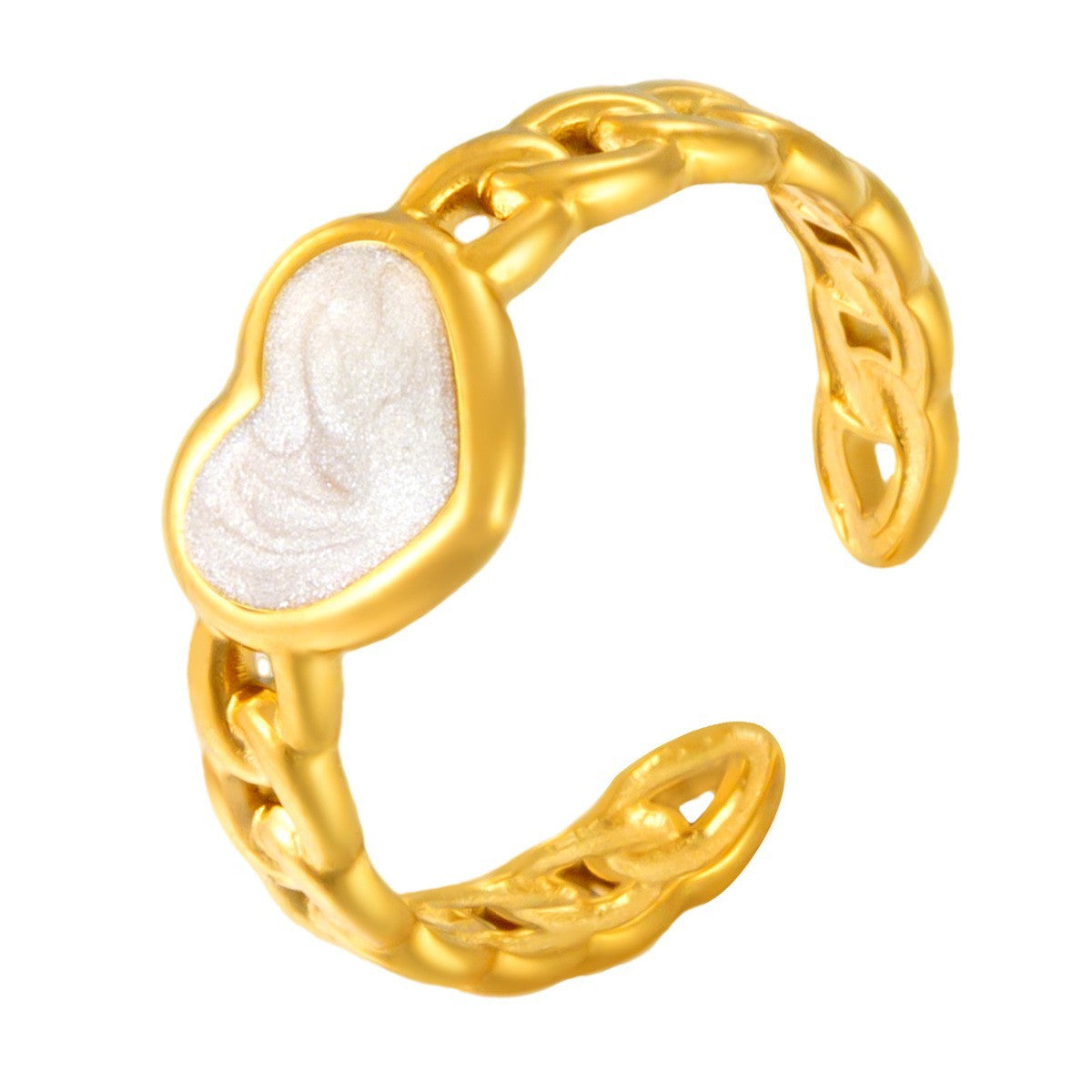 Stainless Steel Irregular Line Love Heart-shaped High-grade Ring