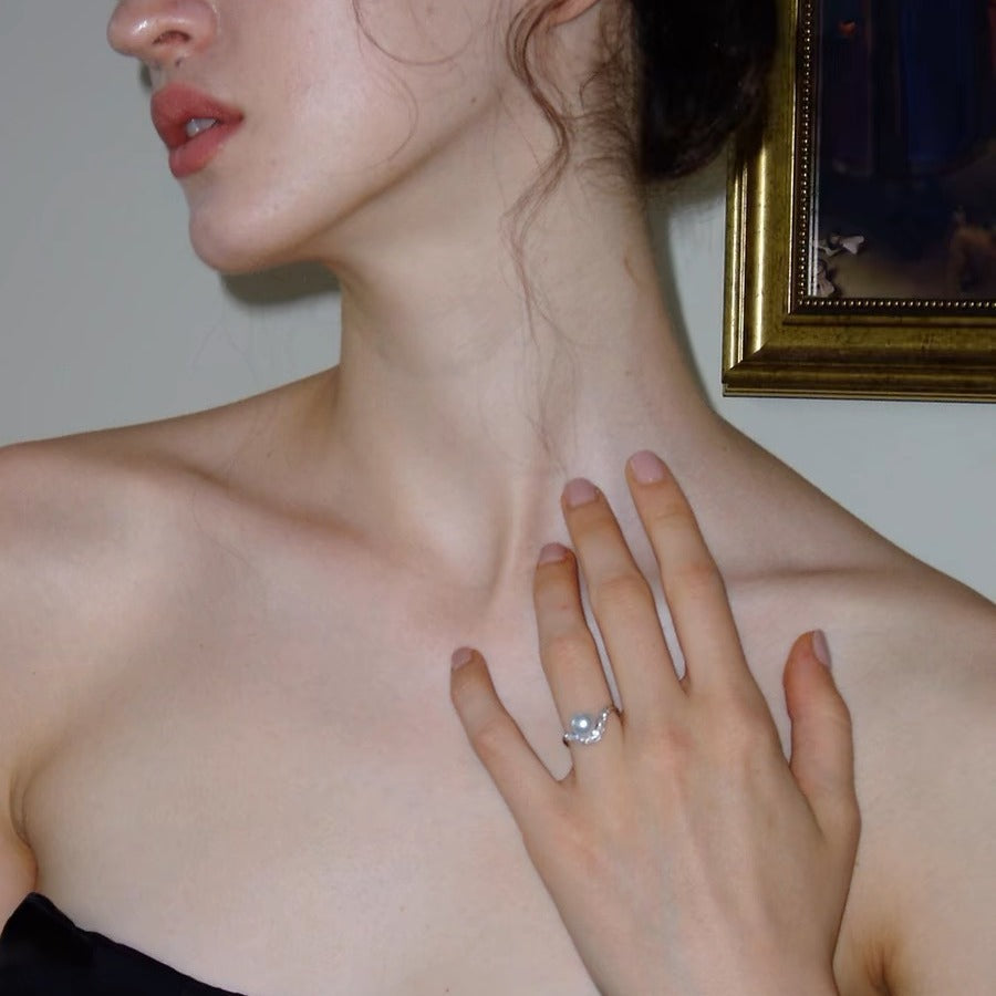 Exquisite Style Pearl Zircon Female High Sense Simple Light Ring