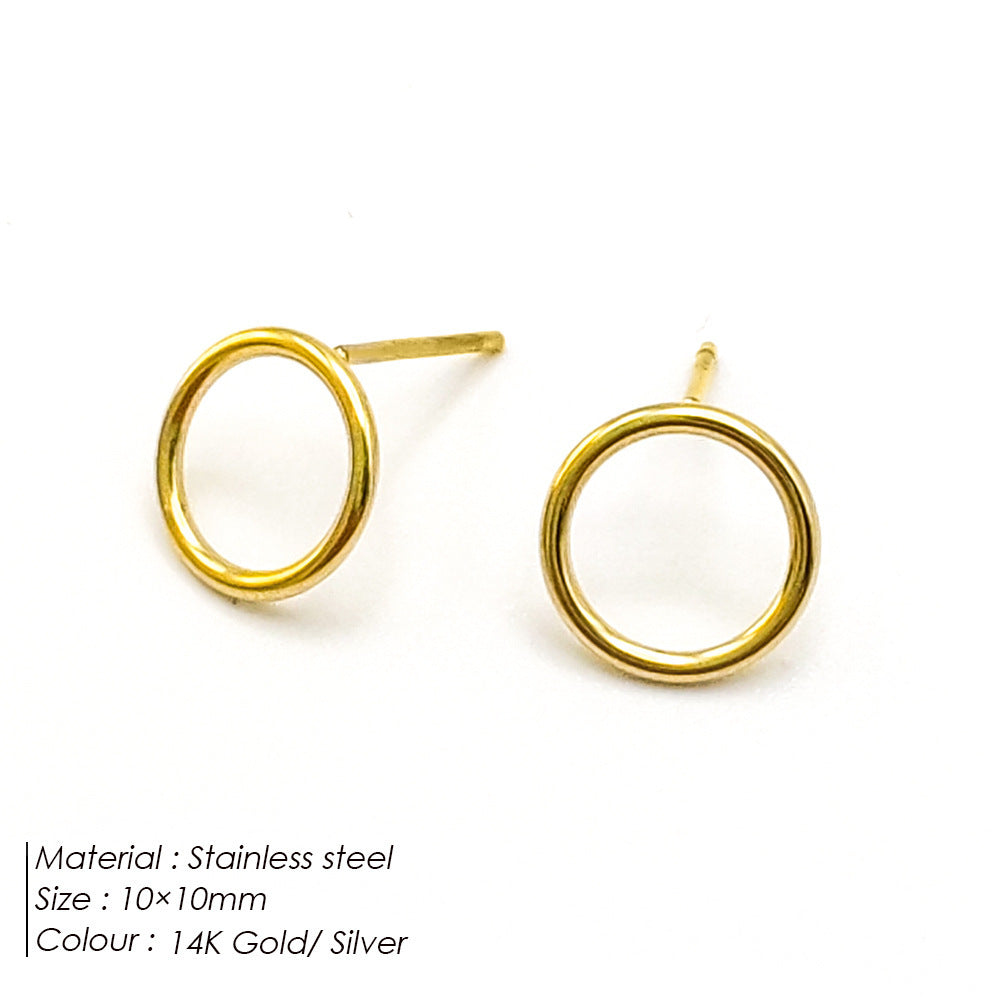 Women's Stainless Steel Electroplated Gold Fashion Ear Stud Earrings
