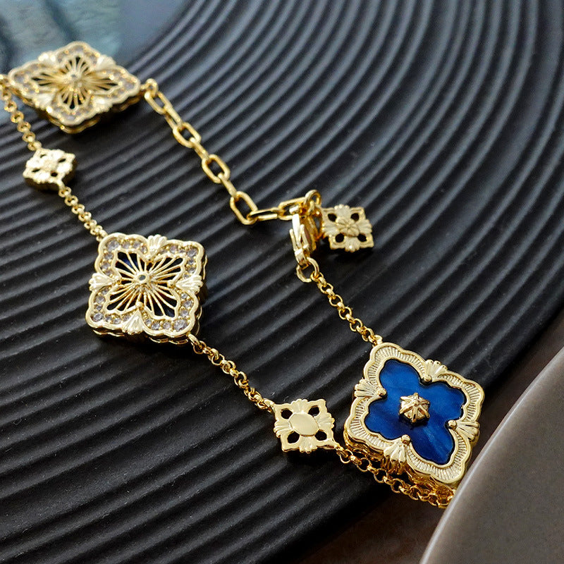 Women's For Light Luxury Minority Flower High-grade Clavicle Chain Palace Pendants